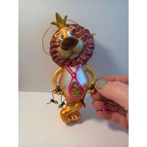 Whimsical lion glass Christmas‎ Ornament